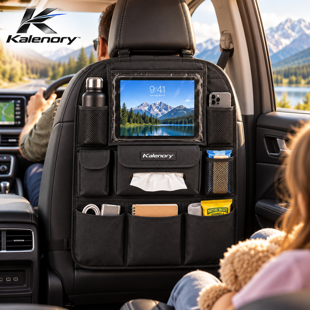 Kalenory™ Multi-Pocket Car Seat Back Organizer – Hanging Vehicle Storage Bag for Road Trips, Family Travel & Everyday Driving