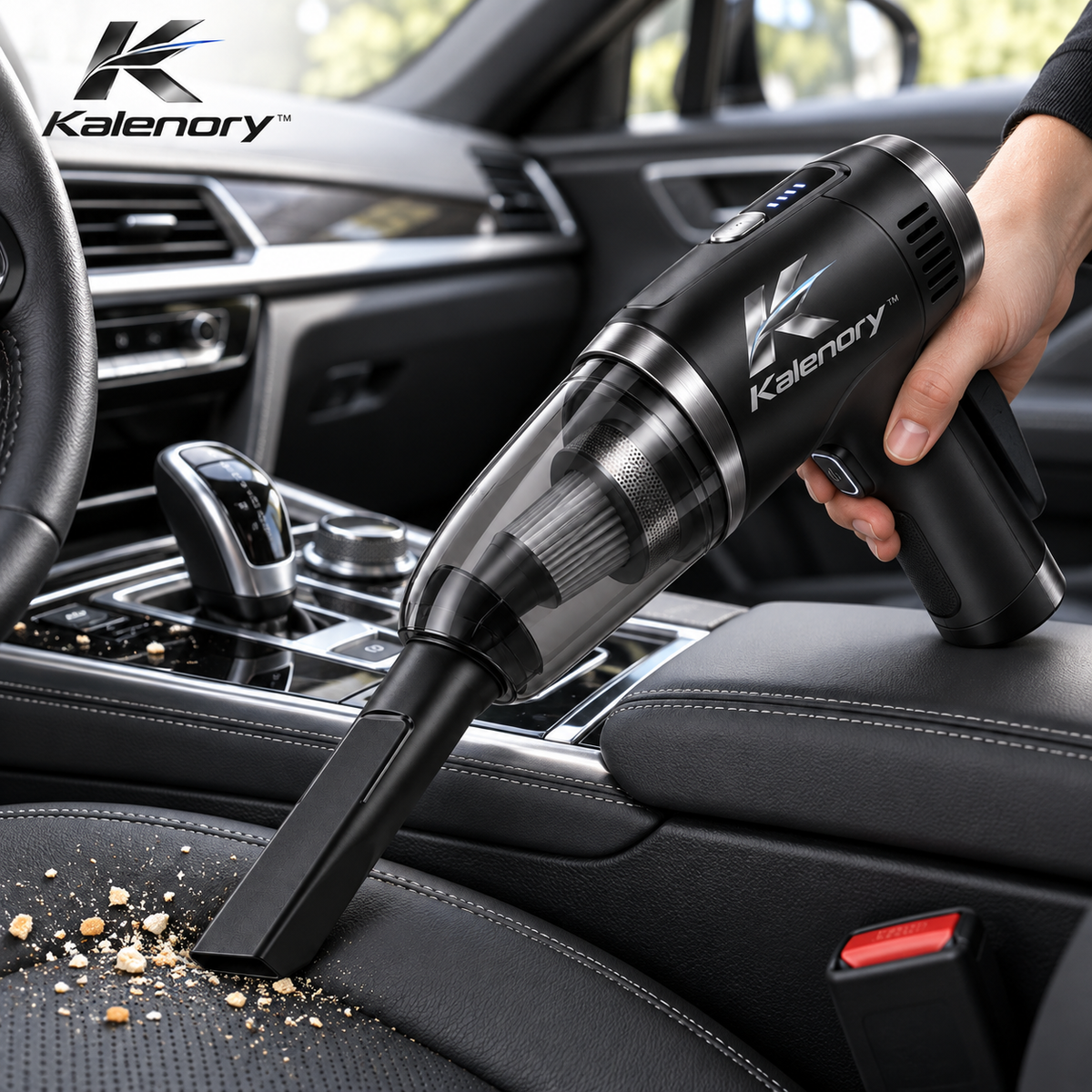 Kalenory™ Cordless Handheld Car Vacuum – Compact Rechargeable Auto Cleaner with Multi-Surface Attachments