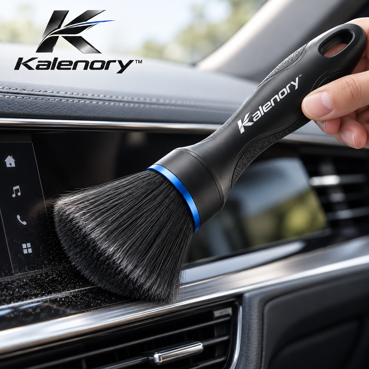 Kalenory™ Soft-Bristle Car Interior Detailing Brush – Compact Dust Cleaning Brush for Air Vents, Dashboard, Console & Tight Spaces