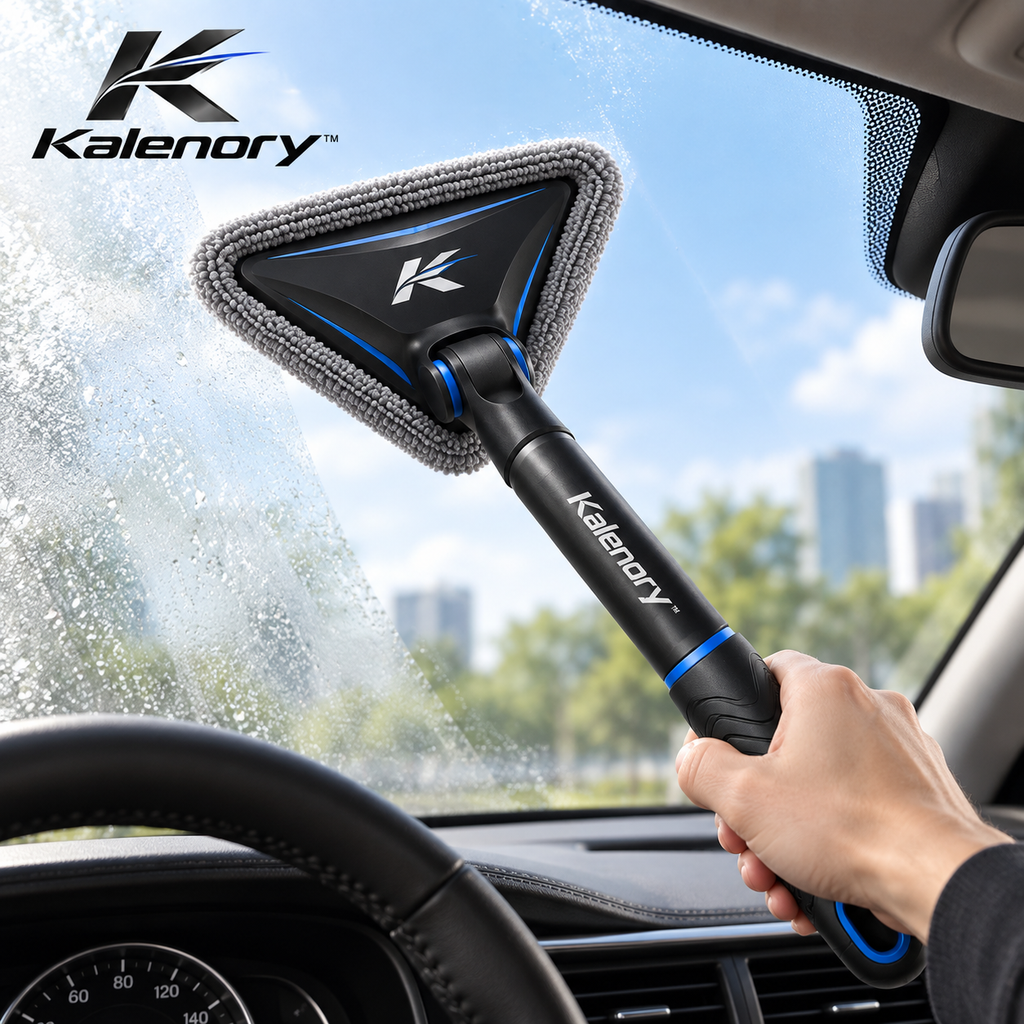 Kalenory™ Extendable Car Windshield Cleaning Tool – Rotating Microfiber Glass Cleaner for Interior Windows, Mirrors & Hard-to-Reach Areas