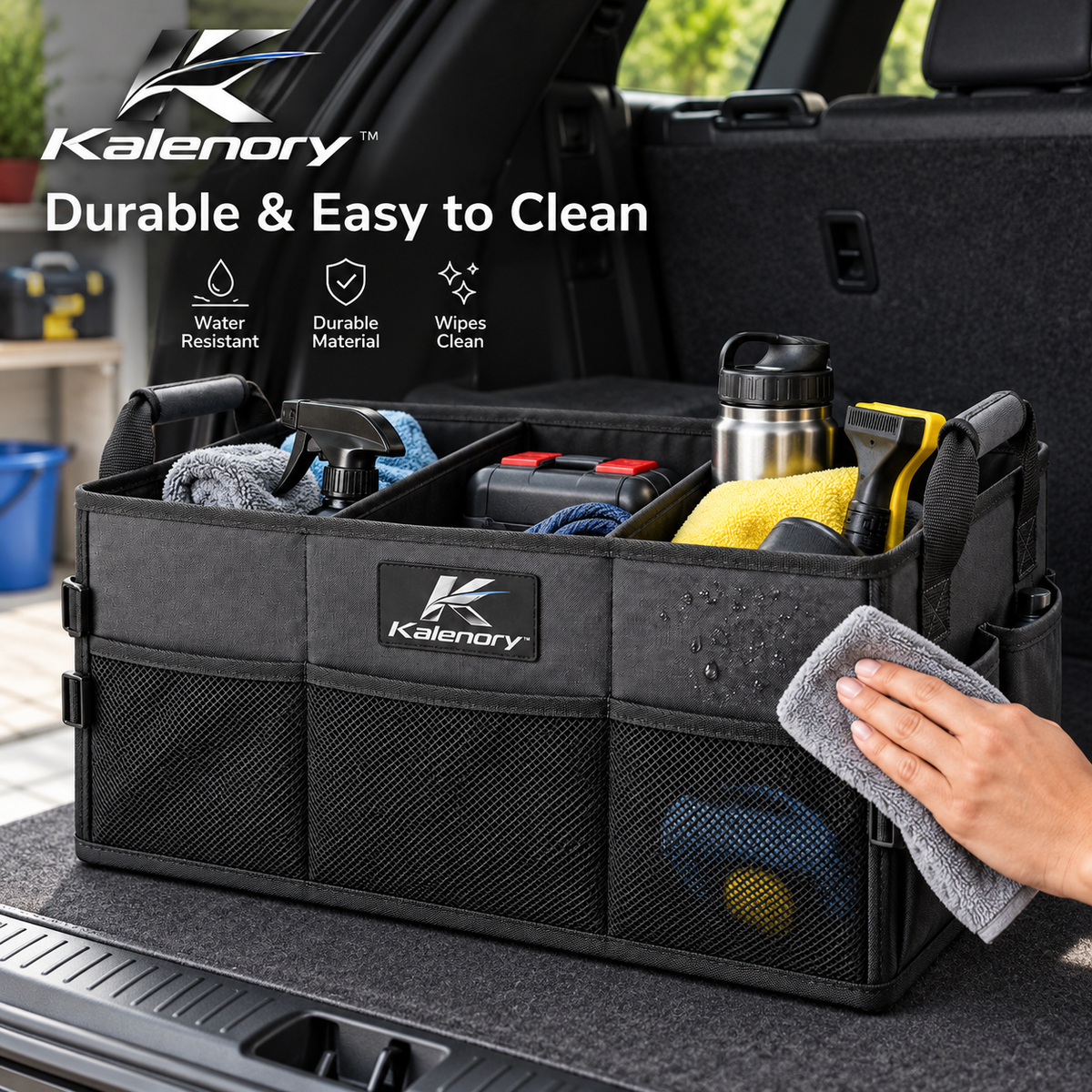 Kalenory™ Collapsible Car Trunk Organizer – Multi-Compartment Cargo Storage Box for Groceries, Travel Gear & Everyday Vehicle Essentials