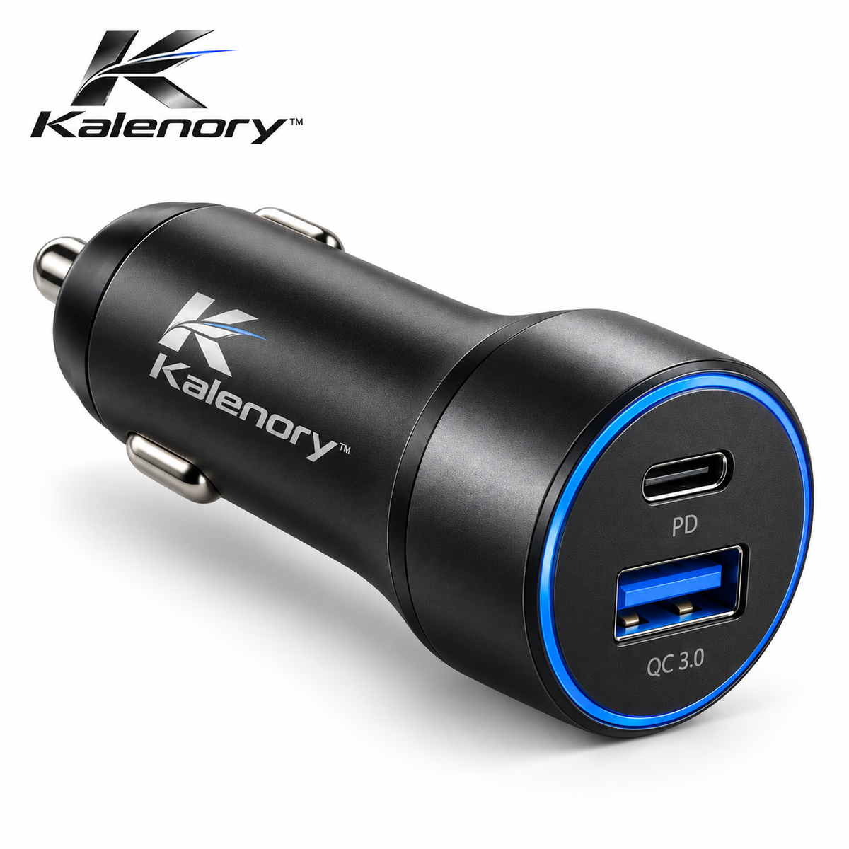 Kalenory™ Dual-Port Fast Car Charger – Compact 48W Vehicle Charging Adapter with Type-C & USB-A Ports