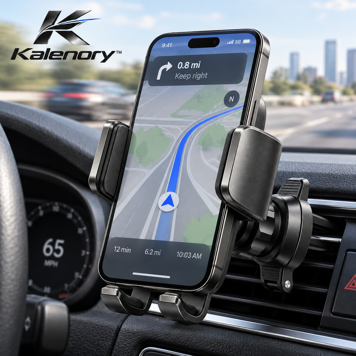Kalenory™ 360° Adjustable Car Phone Mount – Extendable Dashboard & Windshield Holder for Hands-Free Driving
