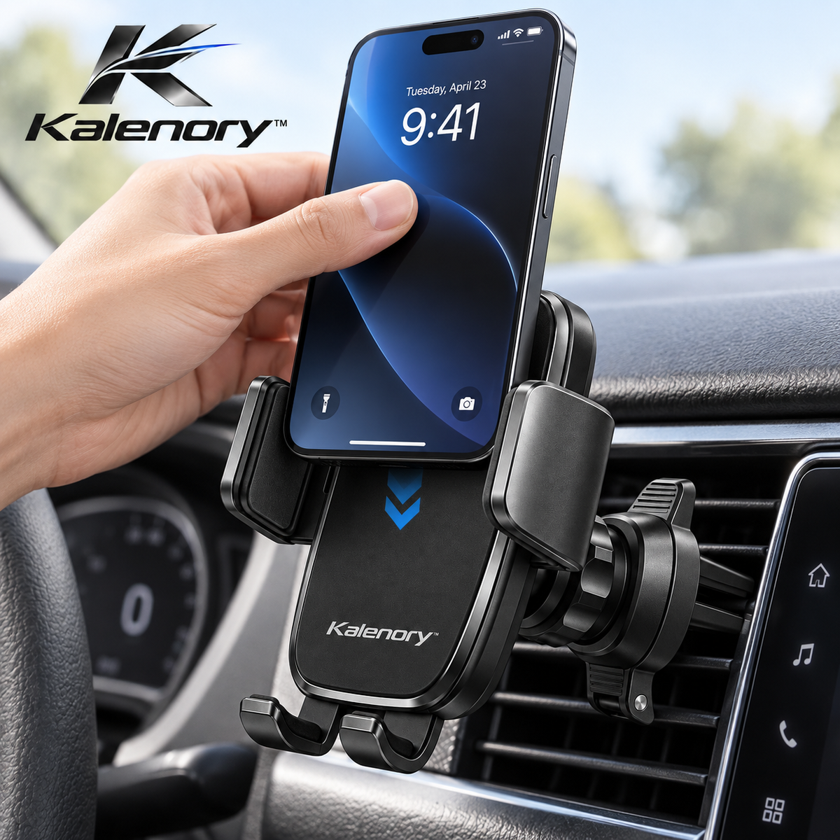 Kalenory™ 360° Adjustable Car Phone Mount – Extendable Dashboard & Windshield Holder for Hands-Free Driving