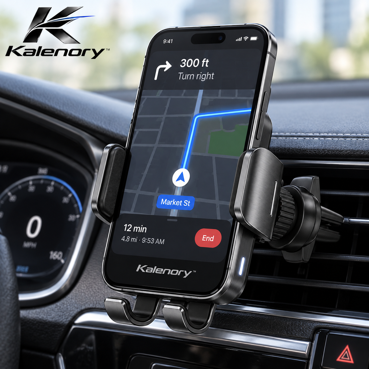 Kalenory™ Auto-Clamping Wireless Car Charging Mount – 15W Fast-Charge Phone Holder with 360° Adjustable Viewing