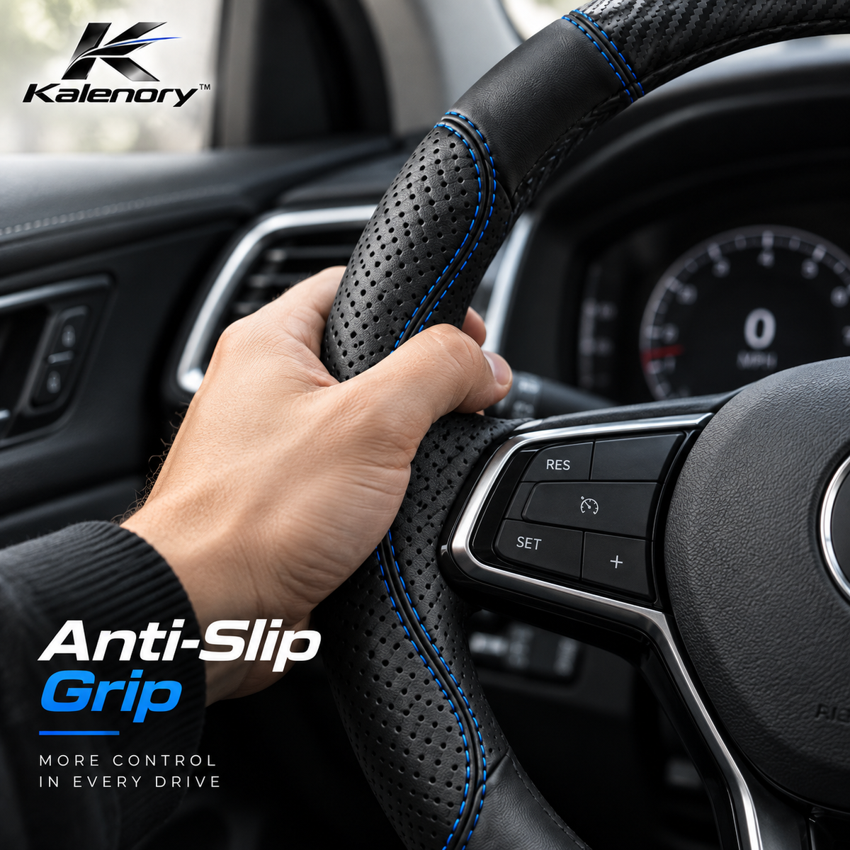 Kalenory™ Comfort-Grip Steering Wheel Cover – Non-Slip All-Season Protective Wrap for Cars, SUVs & Daily Driving