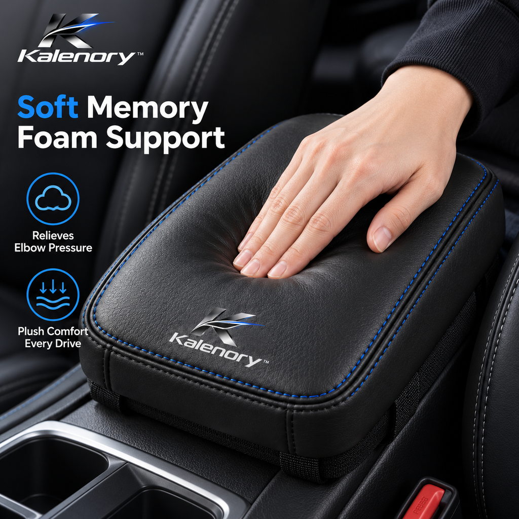 Kalenory™ Comfort-Padded Car Armrest Cushion – Center Console Support Pad with Soft Memory Foam & Non-Slip Fit